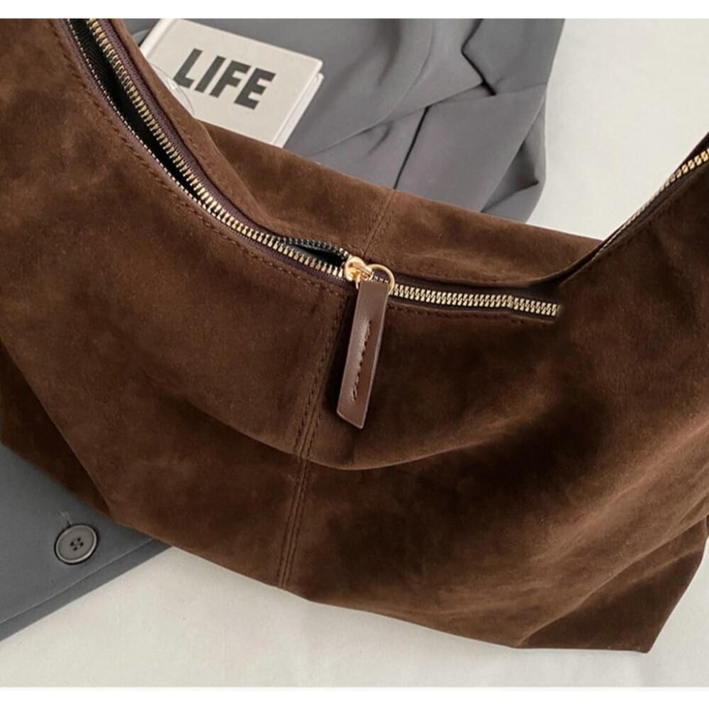 Suede Tote Bag Women Crossbody Purse Top-handle Travel Work Fashion - Picture 5 of 7
